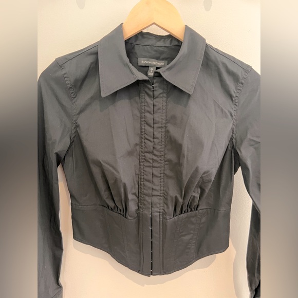 Banana Republic black long sleeve corset blouse XS - Picture 3 of 5